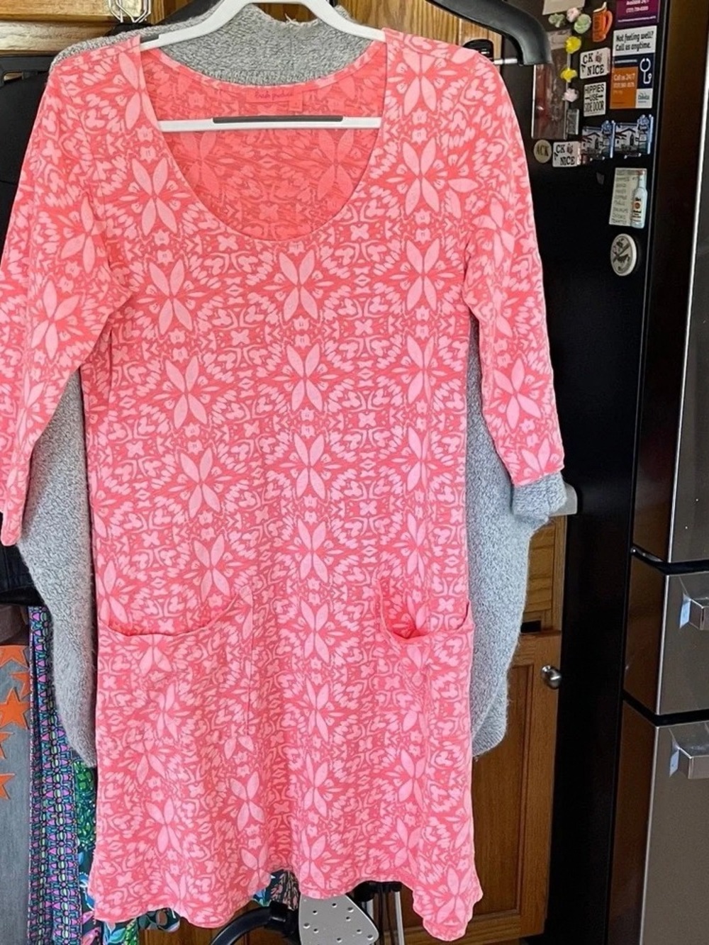 fresh produce Pink Coral Floral Scoop-Neck Mini Dress